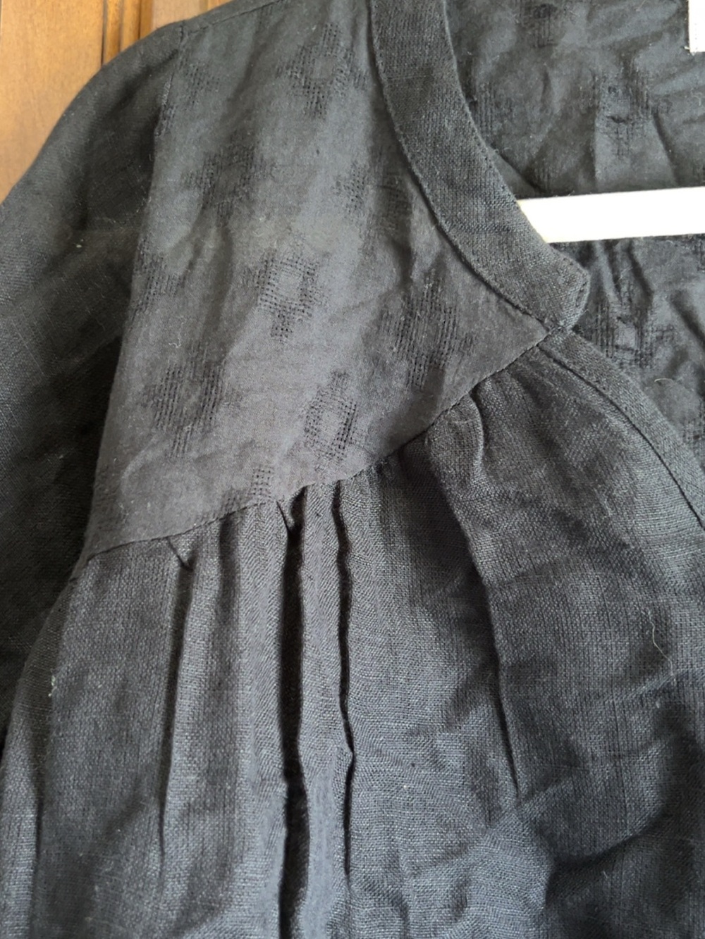 World Market Black Linen Blend Boho Peasant Blouse Tunic Top S/M - Picture 5 of 8